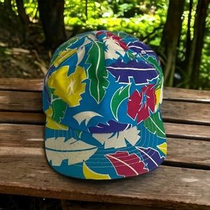 Vintage Adult Baseball Cap Pink Blue Snapback Flowers Moja Made in Korea VTG